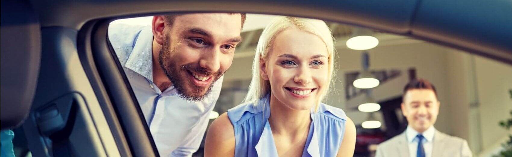 Couple Looking in Car Window Banner